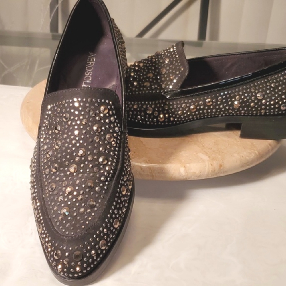 BEDAZZLED AEROSOLES LOAFERS - Picture 1 of 8